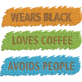 Wears-Black-Loves-Coffee - Embroidery Design - FineryEmbroidery